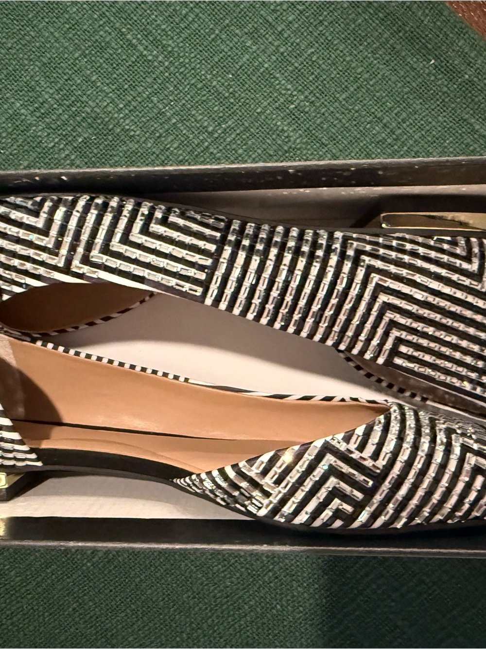 INC International Concepts Black & White Sequined Pointed D'Orsay Flats - Picture 6 of 7